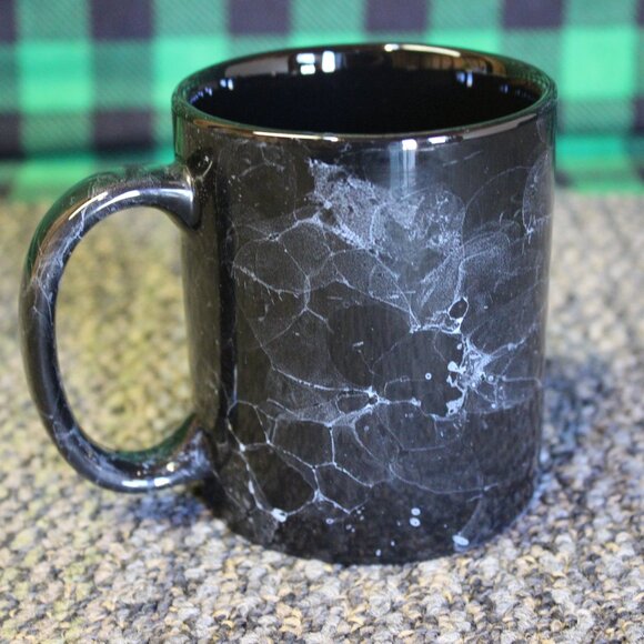 Raiders Black Marbled Coffee Mug w/ Pewter Logo – Standard Size ☕️ - Picture 2 of 3